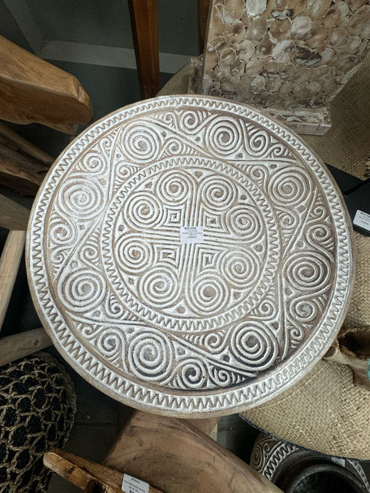 BAL085 - WOODEN PLATE FULL CARVING 50X50X10
