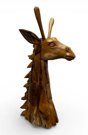 BAN065 - WOODEN TEAK GIRAFFE HEAD 100CM