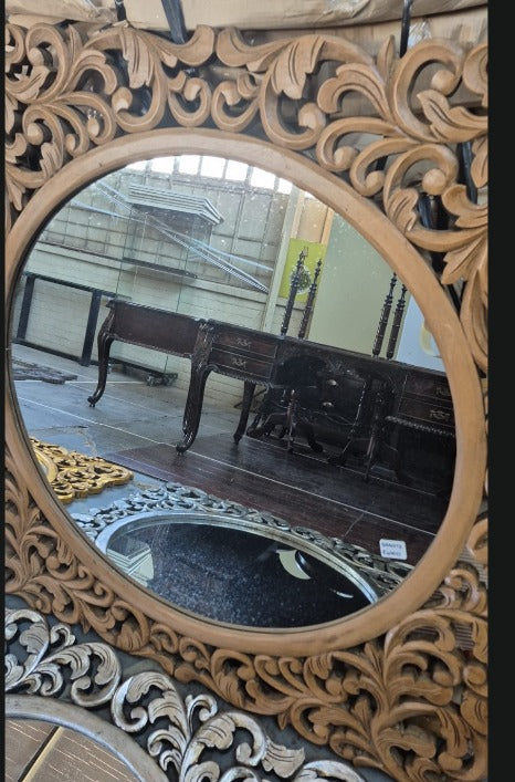 BAN072 - WOODEN TEAK MIRROR