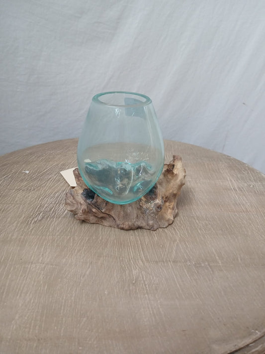 UBI064 - WOODEN COFFEE WITH GLASS BOWL