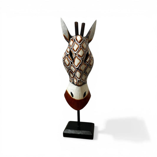 UBI013 - WOODEN ALBESIA STAND GIRAFFE MANTANG LAMA